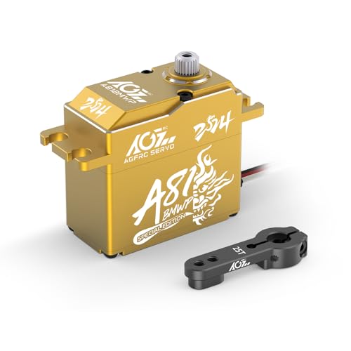 AGFRC 55 kg wasserdichter RC-Lenk-Servo-Motor mit hohem Drehmoment, digitales bürstenloses Standard-Servo aus Vollmetall für 1/8 1/10 RC Auto, Steuerwinkel 180 ° (A81BMWP 2024 Special) von AGFRC