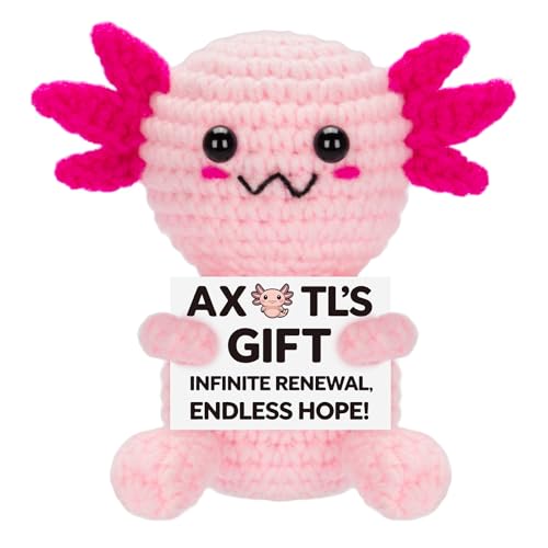 AGIFTMIND Positive Crochet Axolotll Plüschtiere Emotional Axolotll Häkelspielzeug Handgemachte Geschenke für Mädchen Frauen Freunde (Axolotll) von AGIFTMIND