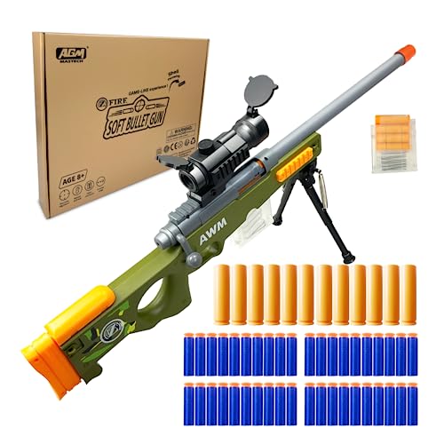 AGM MASTECH AWM Shell-Throwing Blaster Shot Gun, 40 offizielle Darts, 4-Dart-Clip, 2 Zeitschriften, Blaster-Spielzeug-Spielset fürJungen, Kinder und Erwachsene(Grün) von AGM MASTECH