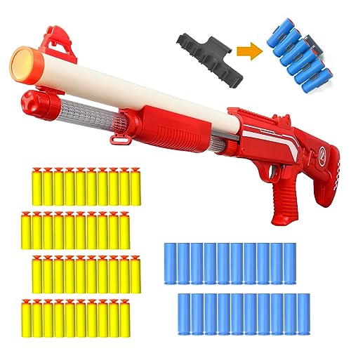 AGM MASTECH Spielzeugrepetiergewehr mit Patronenauswurf, Action Shotgun mit Dartpfeilen aus Weichschaum, 20 Patronenhülsen, 40 offizielle Dartpfeile(Rot) von AGM MASTECH