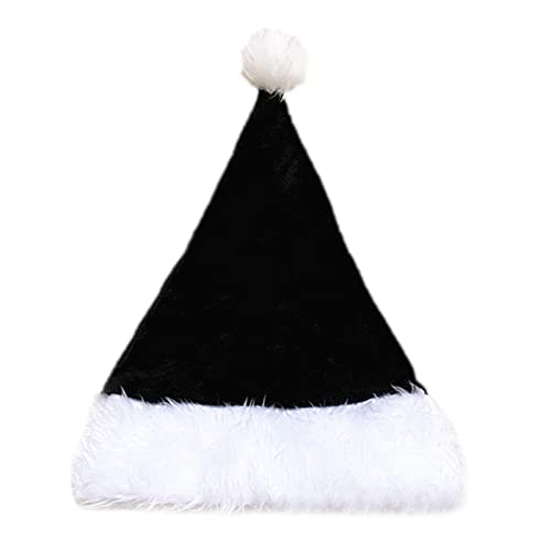 AGONEIR Pelzige Weihnachtsmütze, Partyhut, Nikolausmütze, Plüsch, Unisex-Erwachsene und Kinder, Schwarz von AGONEIR