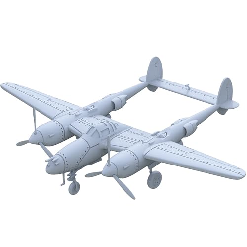 2 STK. 3D-Militärmodell, Maßstab 1/200, P-38E Lightning Fighter Flugzeug, Ungefärbtes Harzmodell, Hochdetailliertes WWII US Army Air Force Flugzeug, DIY-Modell von AGSDGAWD