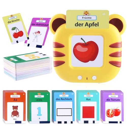 AGSTMG Lernspielzeug Sprechende Flash Karten Deutsch Sprechende Lernkarten Deutsch Montessori Spielzeug Lernspiele 224 Wörter Lernen Alphabet ABC/Zahlen/Farben Spiele für Kinder ab 2 3 4 5 6 Jahre von AGSTMG