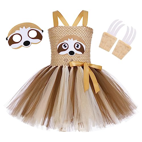 AGYMNX Kinder Mädchen Tier Kostüm Ärmellos Tüllklied Milchkuh Leopard Kostüm für Kindergeburtstag Wehnachten Halloween Outfits Karneval Bekleidungsets Fasching Partykleid Braun 11-12T von AGYMNX