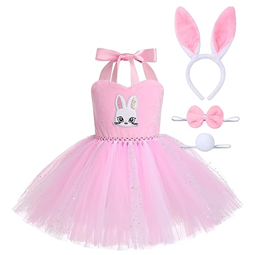 AGYMNX Kinder Mädchen Tier Kostüm Ärmellos Tüllklied Milchkuh Leopard Kostüm für Kindergeburtstag Wehnachten Halloween Outfits Karneval Bekleidungsets Fasching Partykleid Rosa 110cm von AGYMNX