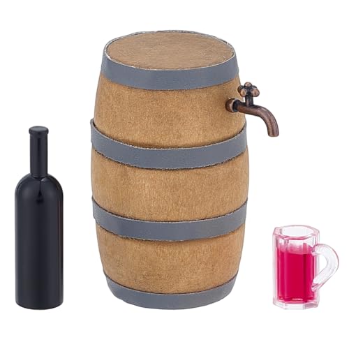 AHANDMAKER Mini Hausgetränkezubehör Miniatur Weinfass Set Aus Holz Mit Flaschenbecher Und Wasserhahn Winzige Figur Für Rollenspiele Mikro Landschaftsdekorationen AHANDMAKER Mini Hausgetränkezubehör Miniatur Weinfass Set Aus Holz Mit Flaschenbecher Und Wasserhahn Winzige Figur Für Rollenspiele Mikro Landschaftsdekorationen von AHANDMAKER