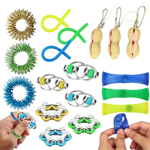 AHEJIOO Fidget Toys Set, 18 Stück Anti Stress Spielzeug für Kinder Erwachsene, ADHS Spielzeug für Konzentration, Stressabbau, sensorische Stimming Toys von AHEJIOO