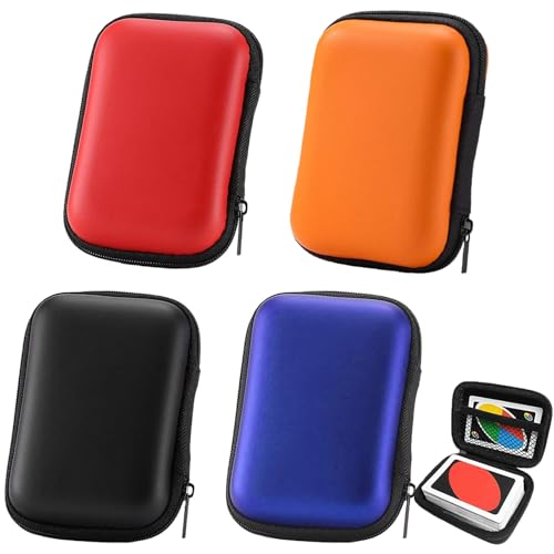 AHEJIOO 4 Stück Spielkarten Box, Aufbewahrungsbox Kartenspiel Box, Spielkarten Etui, Kartenbox Spielkarten, Kartenbox, Zur Aufbewahrung Von Karten, Kopfhörern Und Datenkabeln(Rot,Orange,Schwarz,Blau) von AHEJIOO