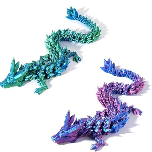 AHEJIOO 2 Stück Kristall Drachen Figur Dekor,3D Gedruckter Drache Beweglich Drache, Drache, Drach, 3D Drachen, Drache 3D Druck, Erwachsene Kinder Geschenke Spielzeug von AHEJIOO