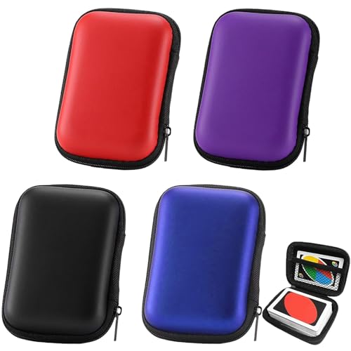 AHEJIOO 4 Stück Tasche Spielkarten Box, Spielkarten Etui, Spielkarten Aufbewahrung, Wasserdicht Kabeltasche, Für Karten, Spielkarten, Kopfhörer Datenkabelspeicherung(Rot, Lila, Schwarz, Blau) von AHEJIOO