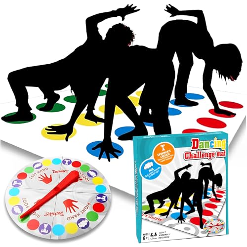 AHEJIOO Twister Spiel Für Kinder, Twister Für Kinder Und Erwachsene, Partyspiele Für Kinder Ab 6 Jahren, Kindergeburtstag Spiele Bodenspiel Mit Spielmatte, Interaktives Spaßspiel Für Die Familie von AHEJIOO