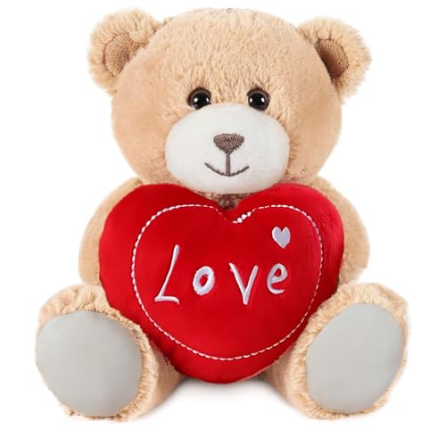 AHEJIOO Teddybär mit Herz - Kuscheltier mit Ich Liebe Dich Botschaft, Teddy I Love You, 25 cm Plüschteddy für Valentinstag, Geburtstag und als Liebesbeweis AHEJIOO Teddybär mit Herz - Kuscheltier mit Ich Liebe Dich Botschaft, Teddy I Love You, 25 cm Plüschteddy für Valentinstag, Geburtstag und als Liebesbeweis von AHEJIOO