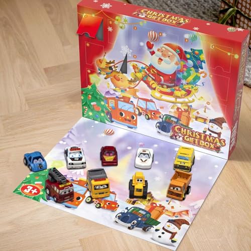 Weihnachtsauto-Adventskalender, 24-Tage-Countdown-Weihnachtskalender, Rückziehautos, Auto-Spielzeugset, Überraschungs-Weihnachtsauto-Spielzeuggeschenk für Kinder, Erwachsene, Jungen, Mädchen, Teenager von AHENKEAIA