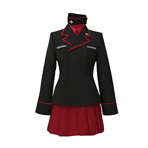 AHNAIXU Anime Mädchen und PANZER Rolle: Itusmi Erika Cosplay Kostüm Party Halloween Uniform Maßgeschneidert (Größe M - Mitte), DSADADSAJ0545, Schwarz von AHNAIXU