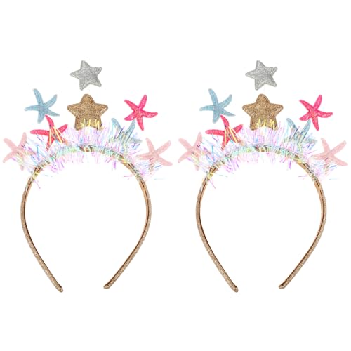 2 Stk Haarreif Sterne Glitzer,Weihnachten Stern Haarreif Kinder,Stern Haar Hoop Stirnband,Pailletten Haarbänder mit Sternen,Party Sterne Haarschmuck,für Weihnachten Karneval Geburtstag Neujahr Party von AHQiZFX