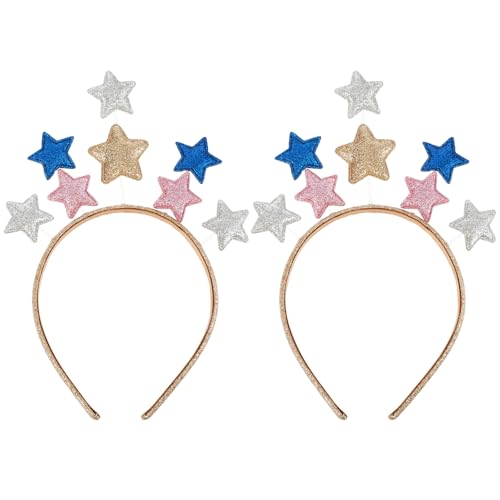 2 Stück Glitzerstern-Stirnband,Weihnachten Sterne Haarreifen,Stern Haar Hoop Stirnband,Pailletten Haarbänder mit Sternen,Party Sterne Haarschmuck,für Karneval Weihnachten Geburtstag Neujahr Party von AHQiZFX