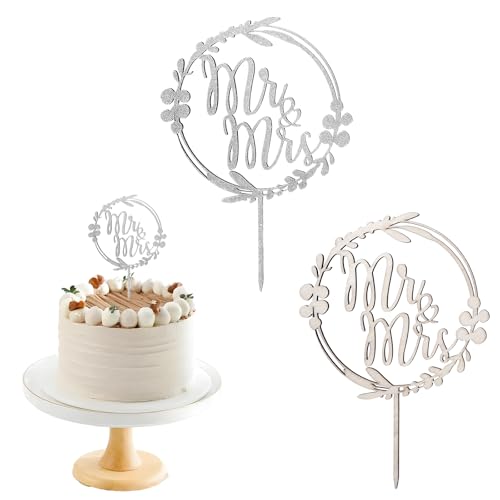 2 Stück Holz Cake Topper Hochzeit,Tortendeko Hochzeit,Mr & Mrs Tortenstecker Deko,Liebe Hochzeitstorte Deko,Mr Mrs Cake Topper Kuchendeko,Hochzeitstorte Topper,Für Hochzeit Jubiläum Verlobung Antrag von AHQiZFX