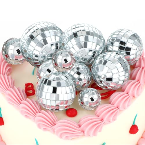 27 Stück Disco Spiegel Ball,Discokugel Kuchen Toppers,Discokugel Tortendeko,1970s Disco Ball Cupcake Deko,Mini Discokugel Deko,für Disco-Thema Party Zubehör Weihnachtsbaum Hochzeit Geburtstagsfeier von AHQiZFX