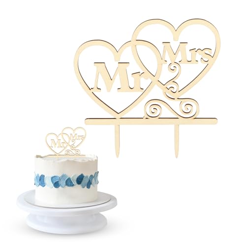 Holz Cake Topper Hochzeit,Mr & Mrs Cake Topper Holz,Tortendeko Hochzeit,Mr & Mrs Tortenstecker Deko,Liebe Hochzeitstorte Deko,Hochzeitstorte Topper,Mr & Mrs Deko,für Hochzeit Jubiläum Verlobung Antrag von AHQiZFX