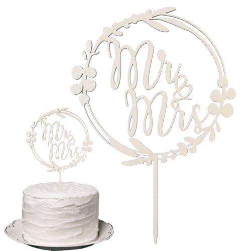 Holz Cake Topper Hochzeit,Tortendeko Hochzeit,Tortenstecker Hochzeit Mr & Mrs,Liebe Hochzeitstorte Deko,Mr Mrs Cake Topper Kuchendeko,Hochzeitstorte Topper für Hochzeit Jubiläum Verlobung Antrag von AHQiZFX