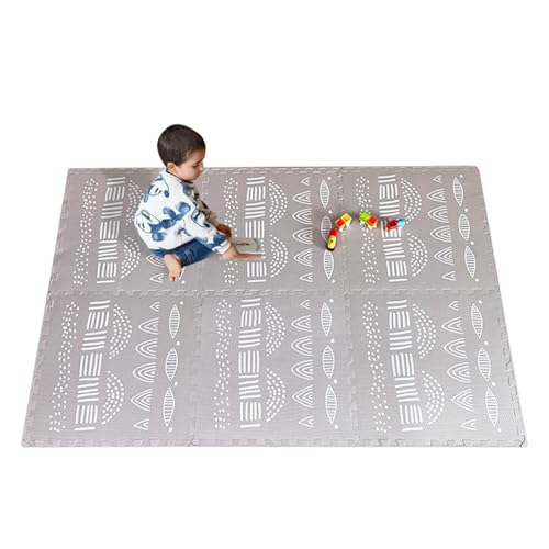 Boho Puzzle Bodenmatte, Weiche Schaumstoff Spielmatte, Ineinander Greifende Fliesen Krabbelmatte, für Spielzimmer oder Wohndekor von AHTCPO