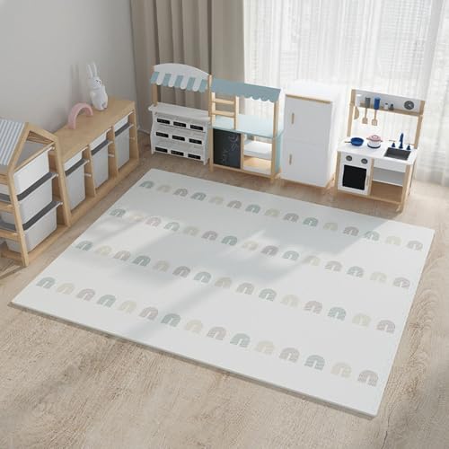 Mehrzweck-Sportbodenmatte, Schaumstoff-Puzzle-Spielmatte, Ineinandergreifende Schaumstoffmatte, XPE-Schaum für Zuhause und das Fitnessstudio(Rainbow: Off-White,12p) von AHTCPO