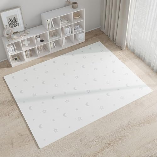 Mehrzweck-Sportbodenmatte, Schaumstoff-Puzzle-Spielmatte, Ineinandergreifende Schaumstoffmatte, XPE-Schaum für Zuhause und das Fitnessstudio(Star Moon: Off-White,12p) von AHTCPO