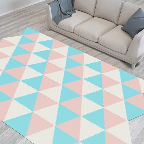 Multifunktionsbodenbelag, Schaumstoffteppich-Spielmatten, für Schlafzimmer, Wohnzimmer, Büro, Spielzimmer, Yoga oder Fitnessstudio(White+Light pink+Light Blue,35p) von AHTCPO