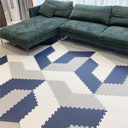 Schaumstoffteppich, Multifunktionaler Bodenbelag, Ineinander Greifender Teppich, für Schlafzimmer, Wohnzimmer, BüRo, Spielzimmer, Yoga oder Fitnessstudio(White+Light Cloud+Navy Blue,15p) von AHTCPO