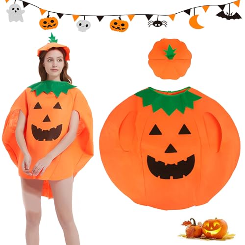 Halloween-Kürbis-Kostüm,Halloween kostüm kürbis und Hut,Kürbis Cosplay Party Kleidung,Unisex Kostüm Kürbis Outfit Kleidung,Karneval lustig Party Cosplay Kleidung Geeignet für Kinder/Erwachsene Person von AHYDFSR