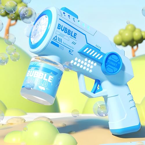 Seifenblasenpistole, Seifenblasenmaschine für Kinder, Bubble Guns, mit 100ML Seifenblasenlösung, Aufkleber, Blasenmaschine Blasenspielzeug Geschenk für Kinder/Geburtstag/Party, Bubble Gun Machine,Blue von AHYDFSR