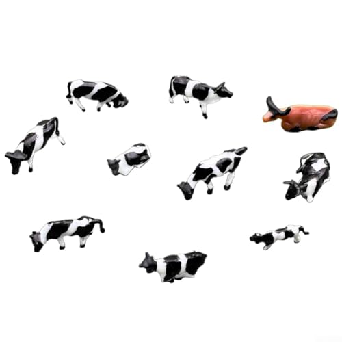 AIDNTBEO 10 x buntes Kuh-Pferd-Modell-Ornament, 1:75 Modell-Kühe, Pferd, Tierspielzeug-Set für DIY-Modellbau, Miniatur-Landschaft (Pferd) von AIDNTBEO