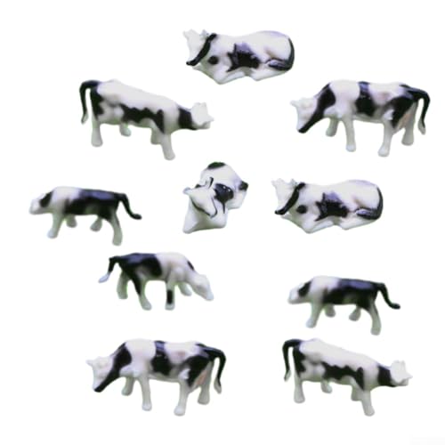 AIDNTBEO Buntes Kuh-Pferd-Modell-Ornament, 1:75 Modell-Kühe, Pferd, Tierspielzeug-Set für DIY-Modellbau, Miniatur-Landschaft, 10 Stück von AIDNTBEO