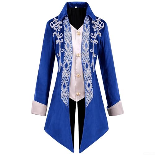 Halloween-Jacke mit Schwalbenschwanz, mittelalterliche Jacke, viktorianische Ära, Froke-Mantel (L blau) von AIDNTBEO