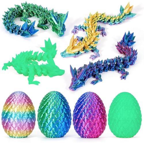 4er Set Miniatur 3D Drache Im Ei Geheimnisvolle Drachen Spielzeug- Drachenei Mit Drache, Ostern Überraschungs Drachenei Figuren, Realistische Ewegliche Gelenke Drachen Spielzeug Überraschung (B 4PCS) von AIDODIA