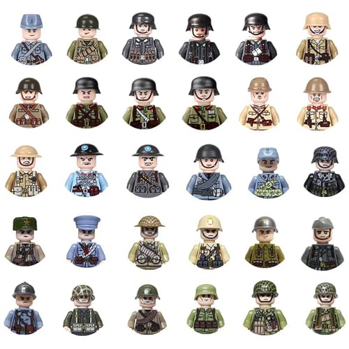 AIDODIA Ww2 Soldier Action Figures,30 Mini Figures Military Kit, Enthält Mörser*2Maschinengewehr *1Bodenplatte*2Sandsack*20 Perfekt Für Geschichtsinteressierte (B) von AIDODIA