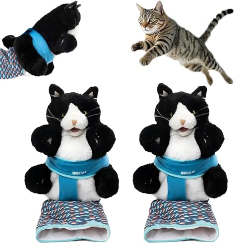 Cat Puppet Wrestler - 25cm Cat Wrestling Toy Puppet, Katzenpuppen Wrestler, Handpuppe Katze Mit Robuster Polsterung, Geschenk FüR Katzenliebhaber, für Hauskatzen & Katzenliebhaber von AIDODIA