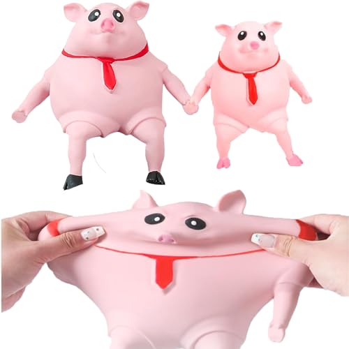 Stress Schwein Stress Spielzeug, Schweine Antistress Spielzeug, Anti Stress Schwein Rosa, Kreatives Dekompressions Piggy, Squishy Squeeze Toys Fidget Toys Reisespielzeug wutschwein (groß + klein 2pcs) von AIDODIA