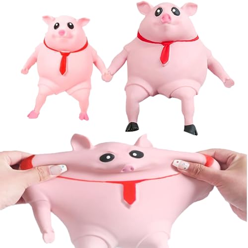 Stress Schwein Stress Spielzeug,Schweine Antistress Spielzeug, Anti Stress Schwein Rosa, Kreatives Dekompressions Piggy,Squishy Squeeze Toys Fidget Toys Reisespielzeug wutschwein (groß + klein2pcs) von AIDODIA