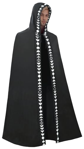 AIEOE Erwachsene Umhang mit Kapuze Kostüm für Halloween Fasching Karneval und Partys Schwarz Herstellergröße 2XL-3XL/ EU M von AIEOE
