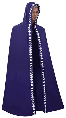 AIEOE Halloween Kostüm Herren Damen Mystischer Umhang mit Mondphasenmuster Poncho Cape Fasching Cospaly Violett Herstellergröße 2XL-3XL/ EU M von AIEOE