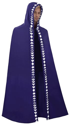 AIEOE Halloween Kostüm Herren Damen Mystischer Umhang mit Mondphasenmuster Poncho Cape Fasching Cospaly Violett Herstellergröße 4XL-5XL/ EU L von AIEOE