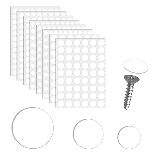 AIEX 9 Bögen mit 870 Stück Schraubenlochaufkleber, 3 Größen PVC für Holzschränke, Regale, Möbel (Weiß) von AIEX