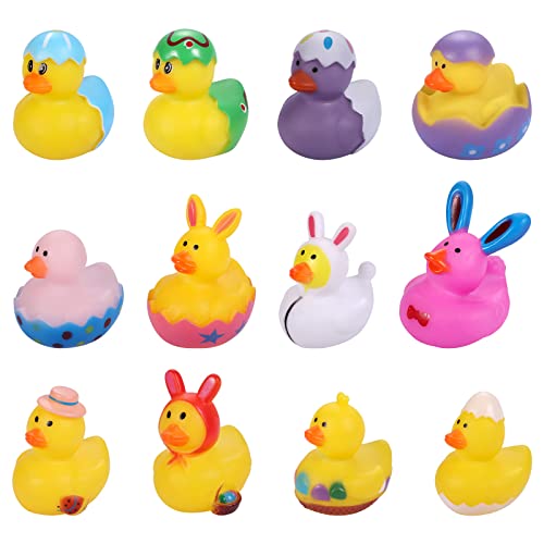 Gummi Enten Spielzeug, 12 Stück Badeente Ostern Gummi Badeenten Bade Enten Baby Badewannen Spielzeug für Jeep-Enten Babyparty Geburtstagsgeschenk Klassenbelohnungen Poolparty von AIEX