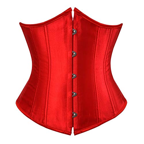 AIGOUT Damen Satin Unterbrustkorsett - Court-Style Schnürung, Shapewear, trägerloses Hochzeitskorsett mit Taillenmieder & Bauchkontrolle, Knochen Taille Training Korsetts für Übergröße (Rot, XL) AIGOUT Damen Satin Unterbrustkorsett - Court-Style Schnürung, Shapewear, trägerloses Hochzeitskorsett mit Taillenmieder & Bauchkontrolle, Knochen Taille Training Korsetts für Übergröße (Rot, XL) von AIGOUT