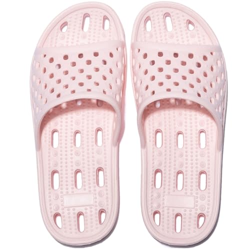 AIGOUT Dusch-Hausschuhe für Damen und Herren, schnelltrocknend, Duschschuhe, rutschfest, Bad-Hausschuhe, Schwimmbad, Strand, Slider, Sommersandalen (Rosa, Größe 39) von AIGOUT