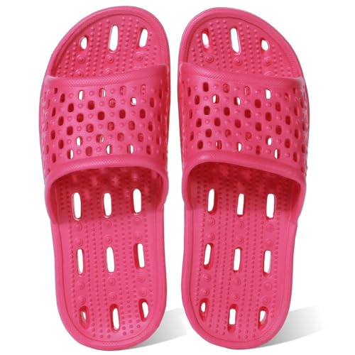 AIGOUT Dusch-Hausschuhe für Damen und Herren, schnelltrocknend, Duschschuhe, rutschfest, Bad-Hausschuhe, Schwimmbad, Strand, Slider, Sommersandalen (Rose, Größe 40) von AIGOUT