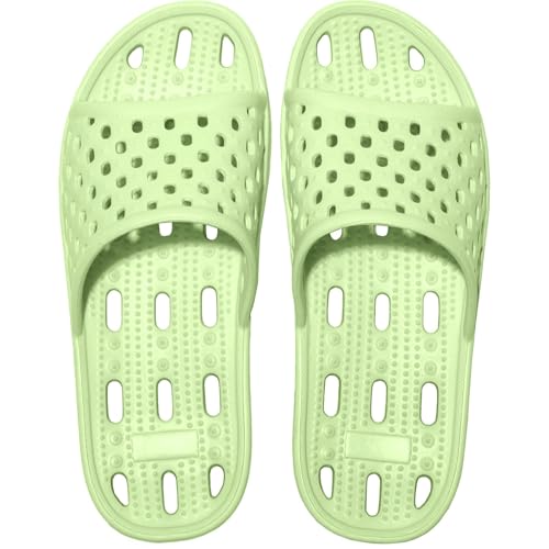 AIGOUT Dusch-Hausschuhe für Damen und Herren, schnelltrocknend, Duschschuhe, rutschfest, Bad-Hausschuhe, Schwimmbad, Strand, Slider, Sommersandalen (grün, 3,5 UK) von AIGOUT