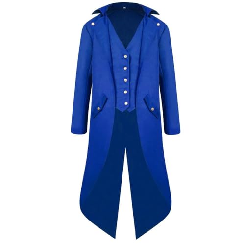 AIGOUT Mittelalterlicher Steampunk-Frack für Herren, Übergröße, Halloween-Kostüme, viktorianische Renaissance, Gothic, Retro-Mantel, Halloween-Party, Cosplay, Gentleman-Kostüme für Erwachsene (Blau, von AIGOUT