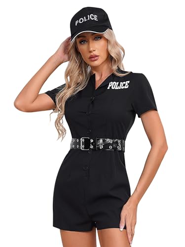 AIGOUT Polizistin, Polizistin, Polizistin, Kostüm, figurbetontes Minikleid mit Hut, Abzeichen, Gürtel, Handschuhen und Armbändern (Größe G, M) von AIGOUT